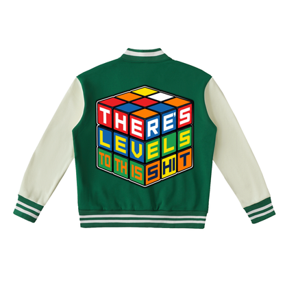 "LEVELS" Two-Tone Fleeced Varsity Jacket