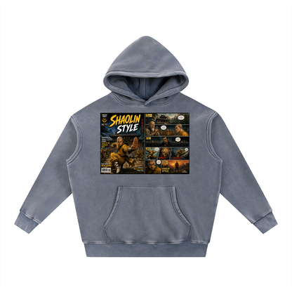 PYN™x BKRP™  "Shaolin Style" Snow Wash Fleece Oversize Hoodie