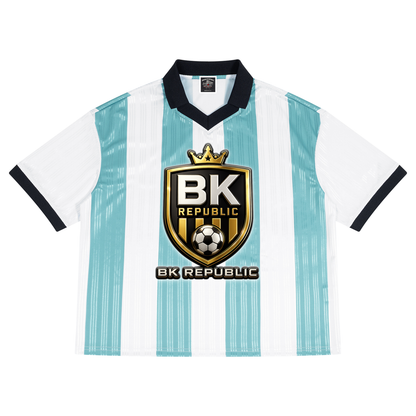 "BK United" Boxy Striped Collared Soccer Jersey
