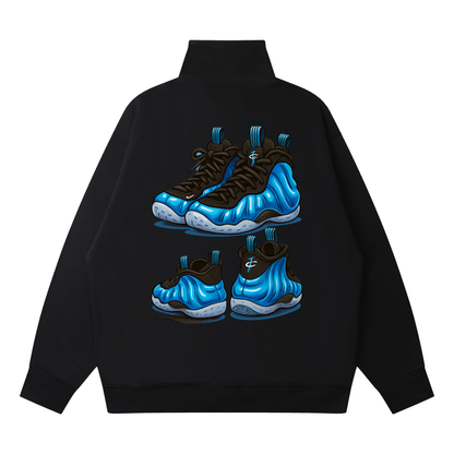 "Game of Soles - Foamposite Aliens" Quarter-Zip Drop Shoulder Sweatshirt