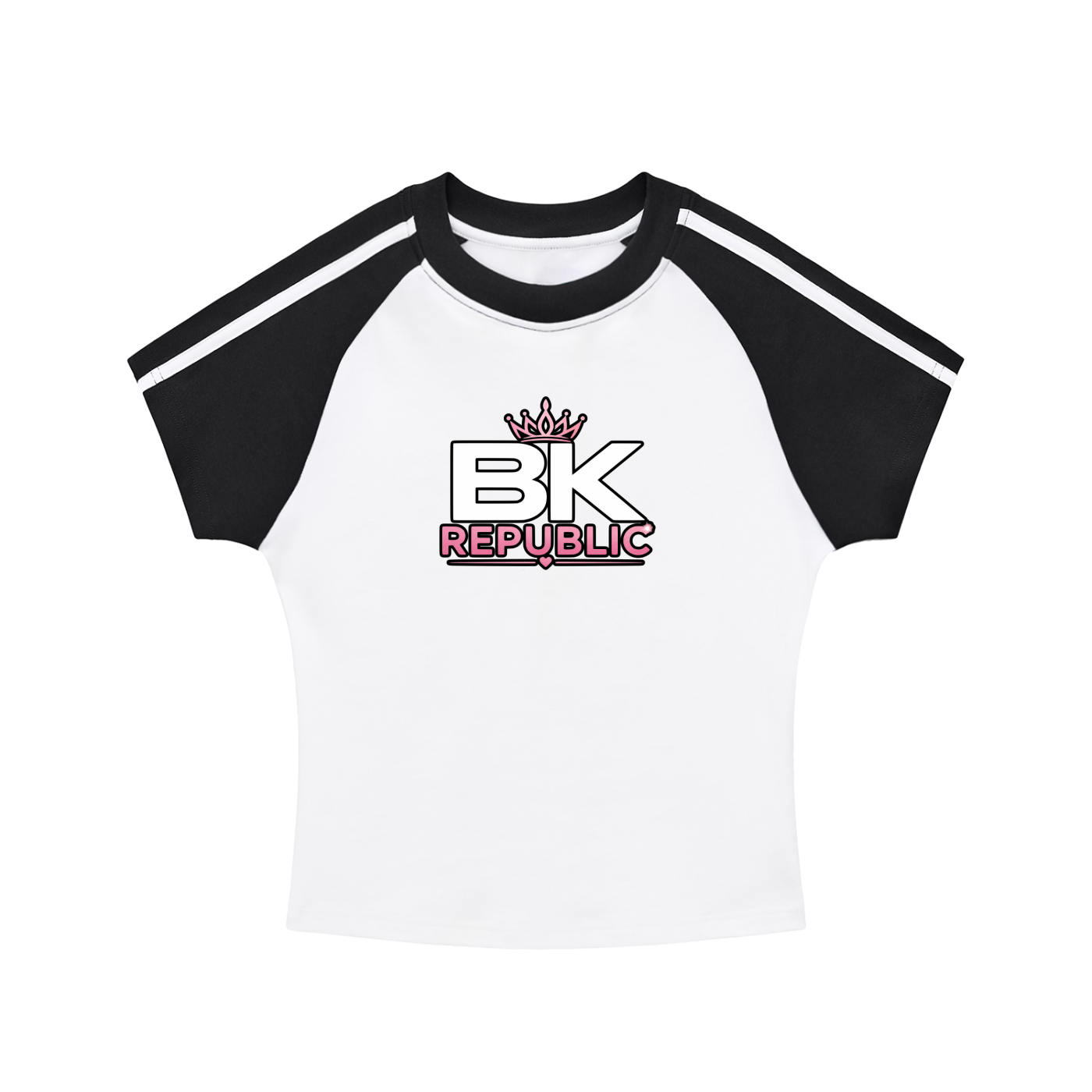 "Brooklyn Republic Essentials"  Women's Contrast Stripes Bodycon Raglan  Sleeve T-Shirt