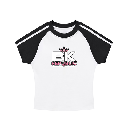 "Brooklyn Republic Essentials"  Women's Contrast Stripes Bodycon Raglan  Sleeve T-Shirt