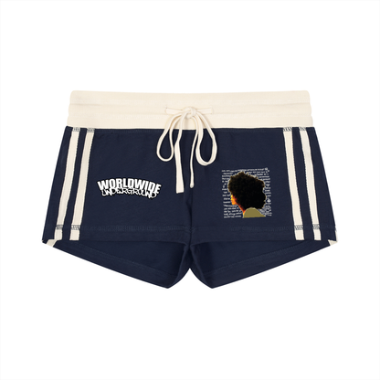 "Worldwide Underground" Women's Contrast Stripe Track Shorts