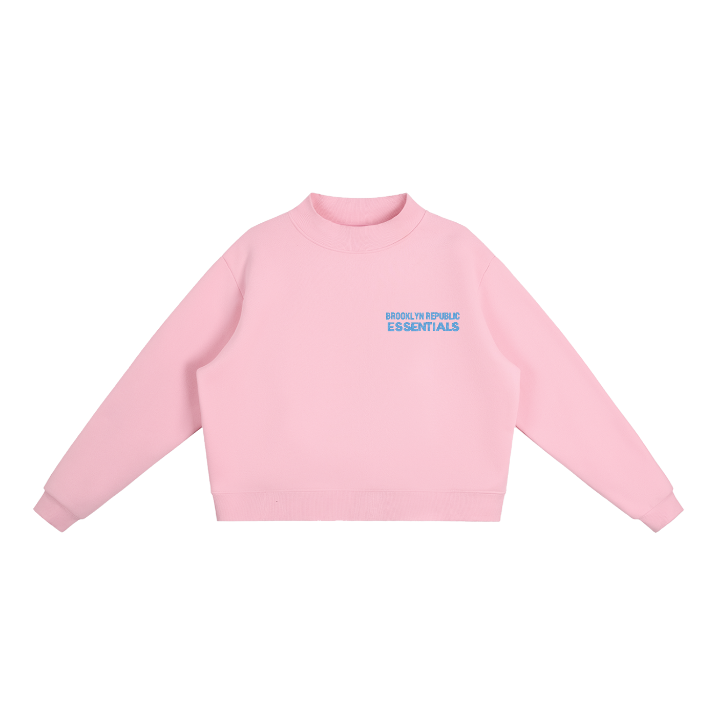 Brooklyn Republic Essentials™ Embroidered Fleece Mock-Neck Crew Sweatshirt