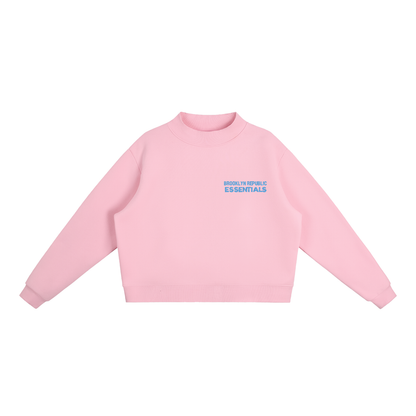 Brooklyn Republic Essentials™ Embroidered Fleece Mock-Neck Crew Sweatshirt