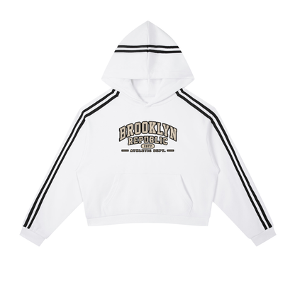 "Brooklyn Republic Essentials"  Contrast Side Stripe Cropped Hoodie