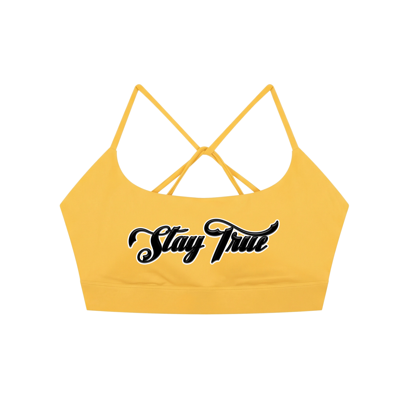 "STAY TRUE" Strappy Criss Cross Yoga Sports Bra