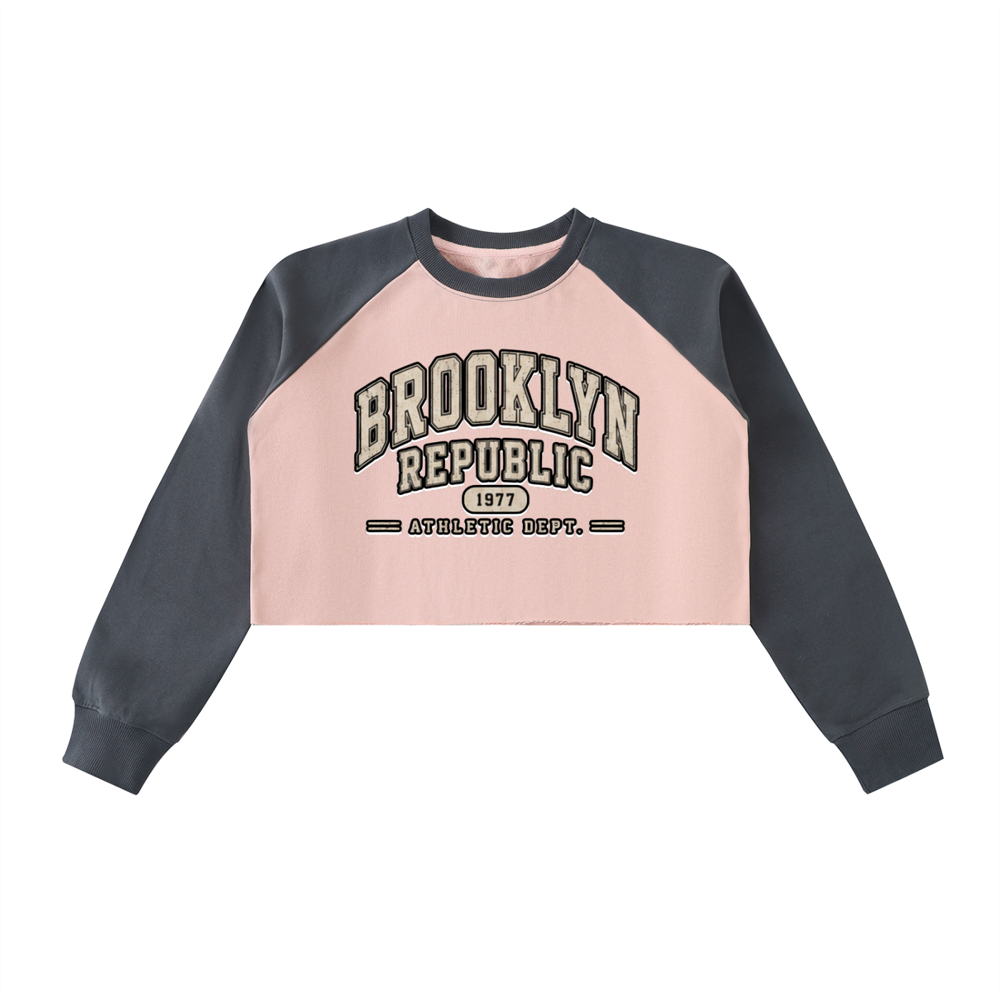 "Brooklyn Republic Essentials"  Raw-Hem Raglan Crop Sweatshirt