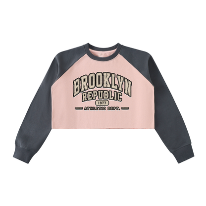 "Brooklyn Republic Essentials"  Raw-Hem Raglan Crop Sweatshirt