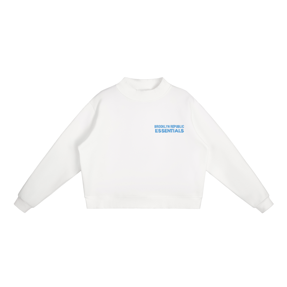 Brooklyn Republic Essentials™ Embroidered Fleece Mock-Neck Crew Sweatshirt