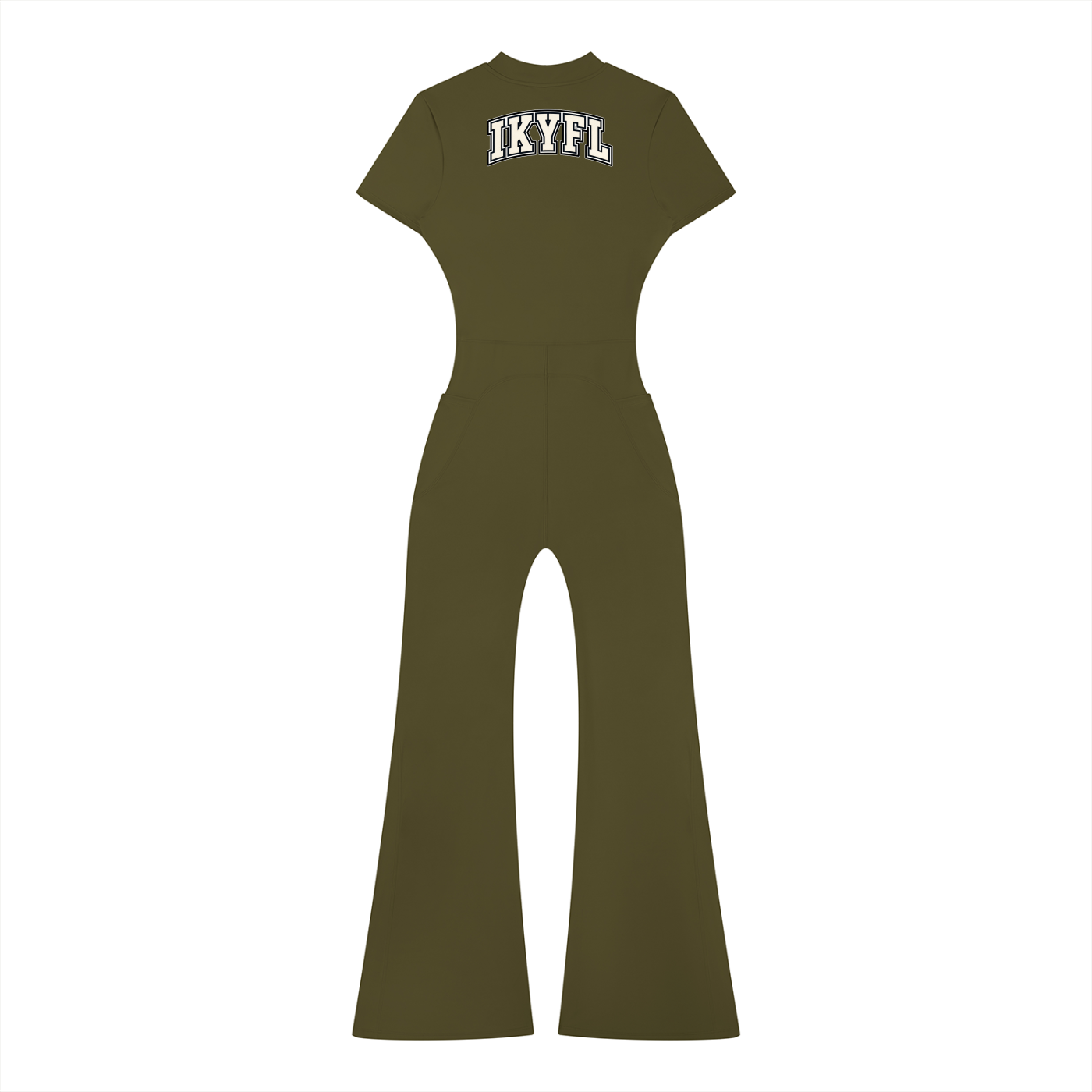 "Brooklyn Republic Essentials" Women’s Tight Flared Leg Quarter-Zip Jumpsuit