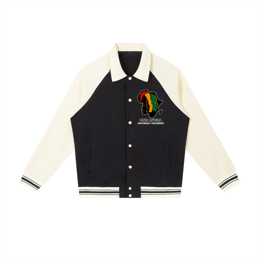 "One Blood" Raglan Sleeve Baseball Jacket