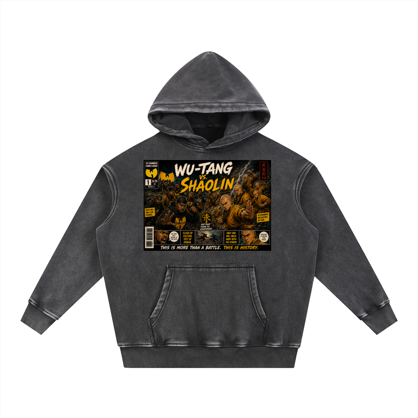 PYN™x BKRP™ "Wu-Tang vs. Shaolin" Snow Wash Fleece Oversize Hoodie