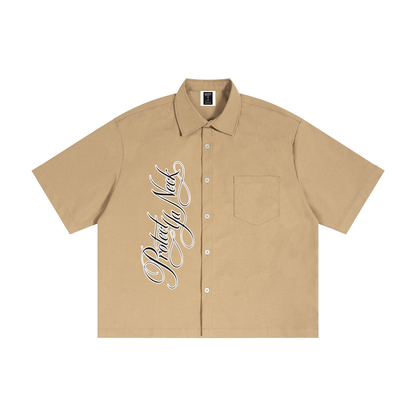 PYN™ X BKRP™ "PYN Official" Boxy Heavyweight Short Sleeve Button-Up
