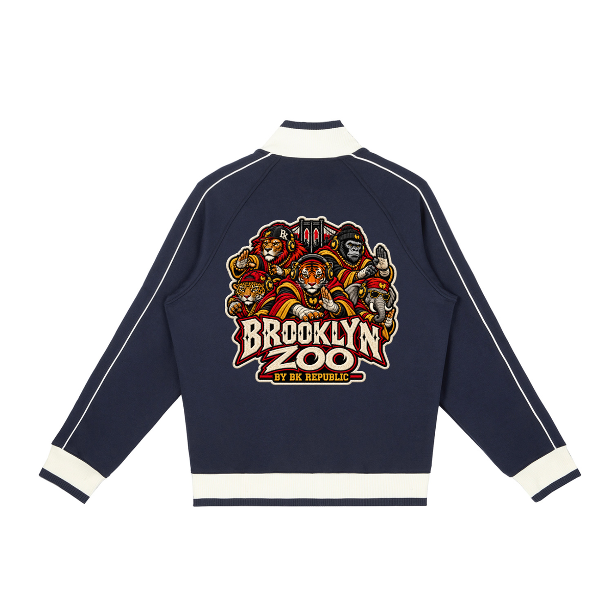 Brooklyn Zoo™ "Bruh Rabbit Stew" Color Block Raglan Sleeve Zip Track Jacket