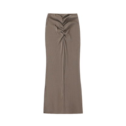 Women's Dyed Washed Drawstring Maxi Skirt