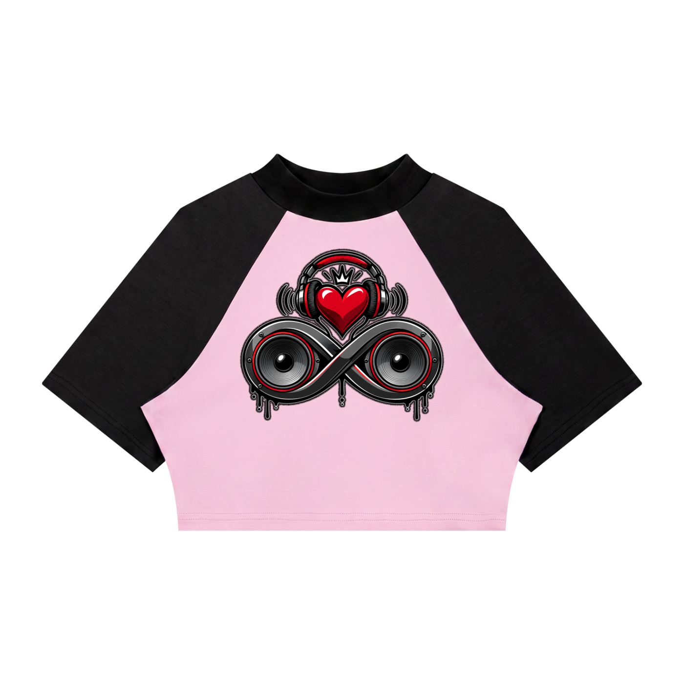 Infinity Sione™ "Heartbeatz" Color Block Raglan Crop T-Shirt