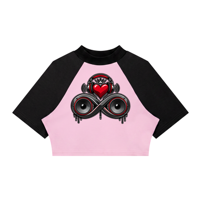 Infinity Sione™ "Heartbeatz" Color Block Raglan Crop T-Shirt