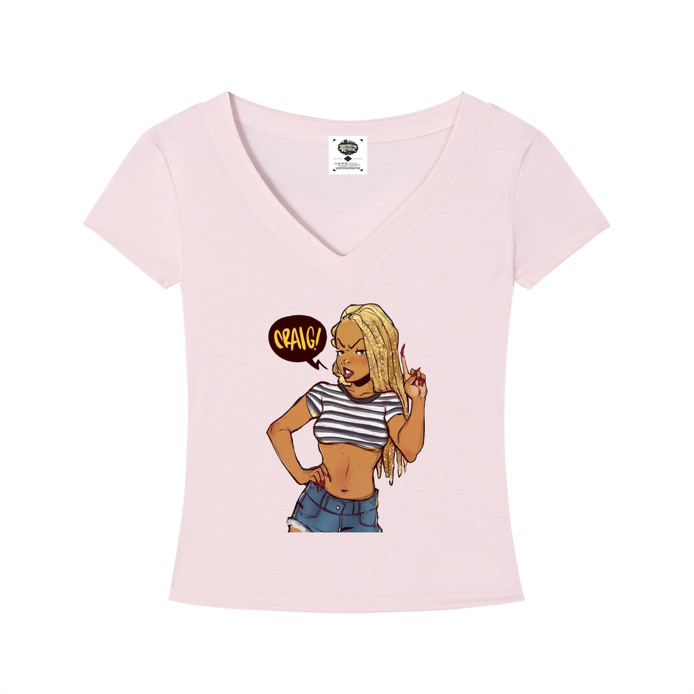 "I Love Yo Mama" Tencel Slim Fit V-Neck T-Shirt