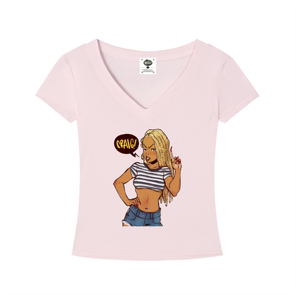 "I Love Yo Mama" Tencel Slim Fit V-Neck T-Shirt