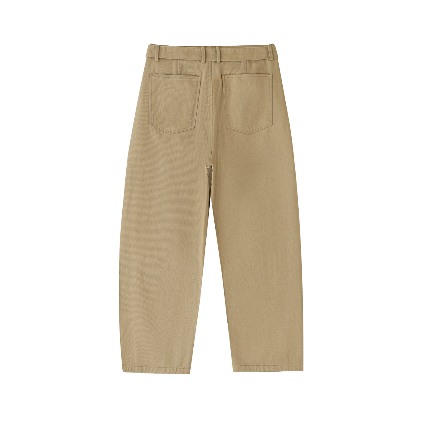 Women's Belted Barrel-leg Chino Pants