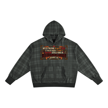 "Restraining Order" Plaid Color Block Hoodie