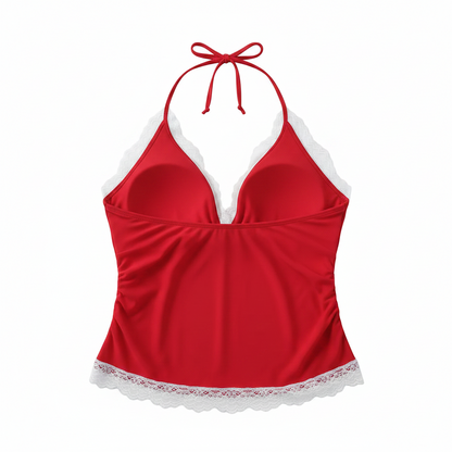 "Cherry Bomb" Women's Lace-Trimmed Tie-Back