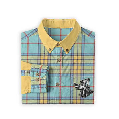 "French Cornbread" Casual Lapel Long Sleeve Button-Up