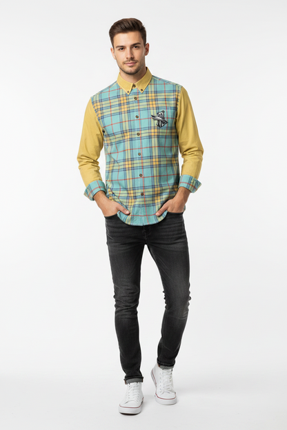 "French Cornbread" Casual Lapel Long Sleeve Button-Up