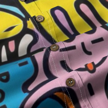 "A Funky Rendition" Casual Lapel Long Sleeve Button-Up