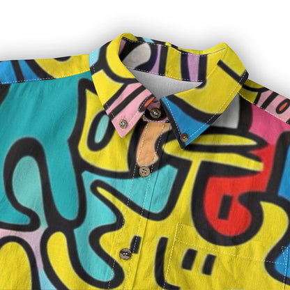 "A Funky Rendition" Casual Lapel Long Sleeve Button-Up