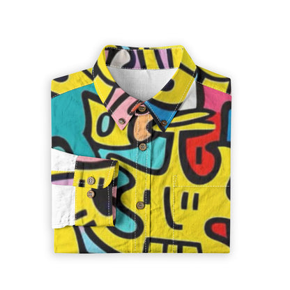 "A Funky Rendition" Casual Lapel Long Sleeve Button-Up
