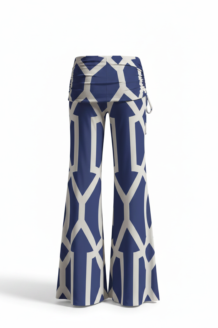 "Tribeca Blues" Women's High Waist Wide Leg Pants