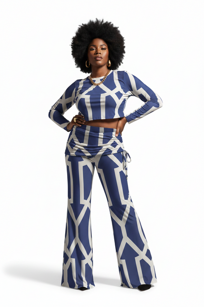 "Tribeca Blues" Women's High Waist Wide Leg Pants