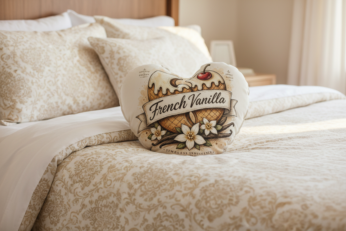 PYN™ "French Vanilla" Heart-shaped pillow