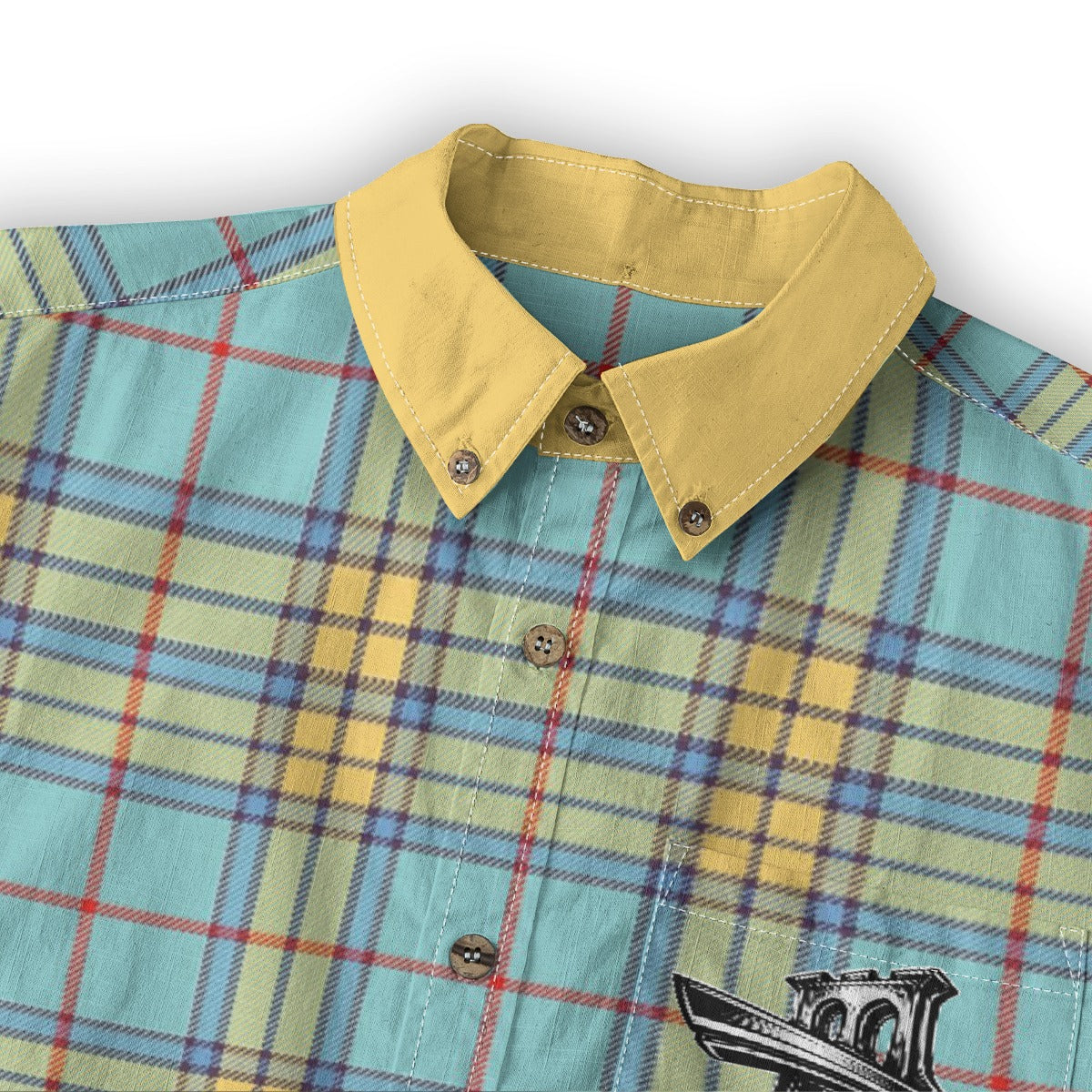 "French Cornbread" Casual Lapel Long Sleeve Button-Up