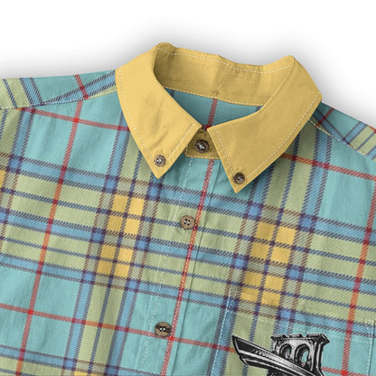 "French Cornbread" Casual Lapel Long Sleeve Button-Up