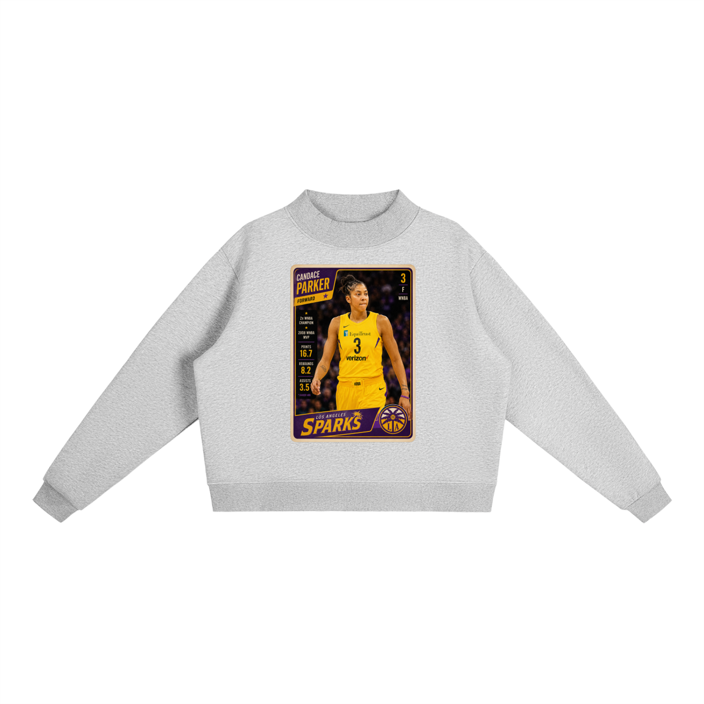 "Candace Parker" Fleece Mock-Neck Crew Sweatshirt