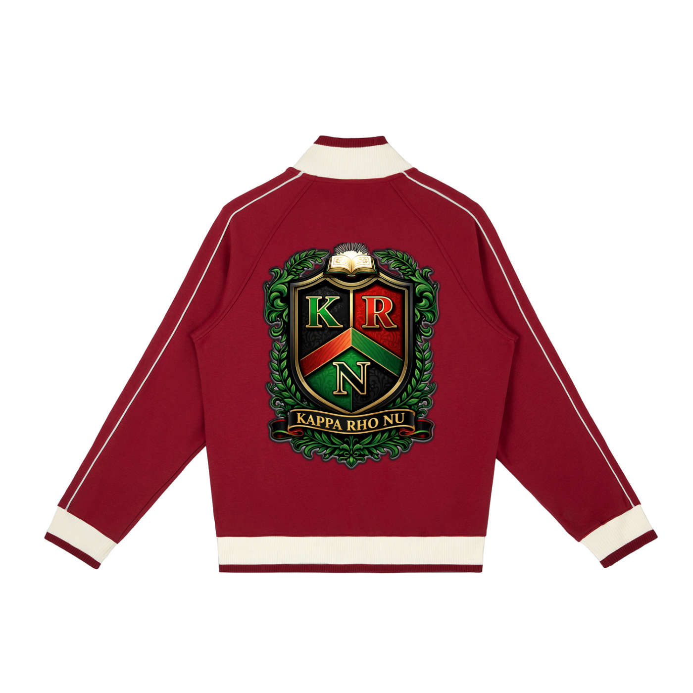 “Kappa Rho Nu” Color Block Raglan Sleeve Zip Track Jacket