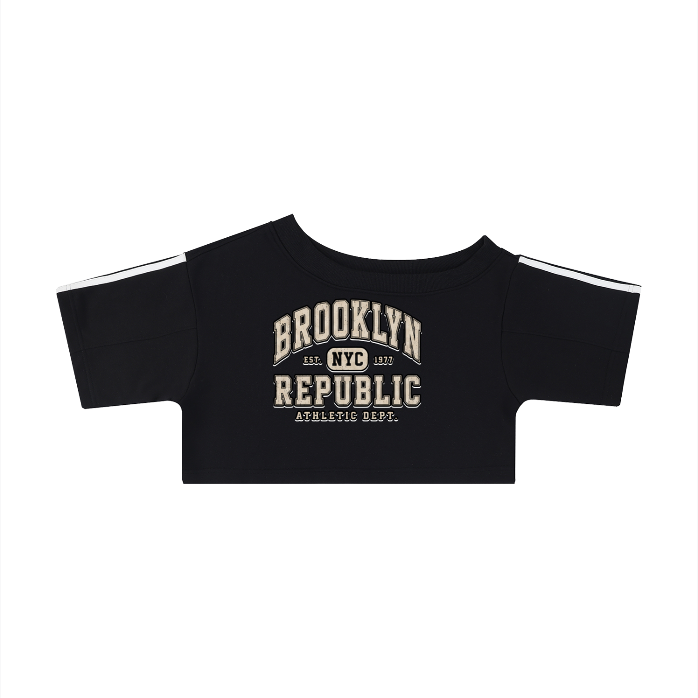 "Brooklyn Republic Essentials" Women's Off-the-Shoulder Crop T-Shirt