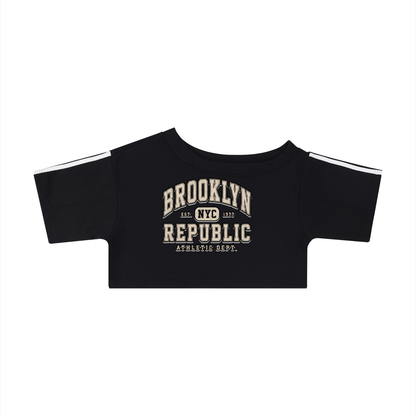 "Brooklyn Republic Essentials" Women's Off-the-Shoulder Crop T-Shirt
