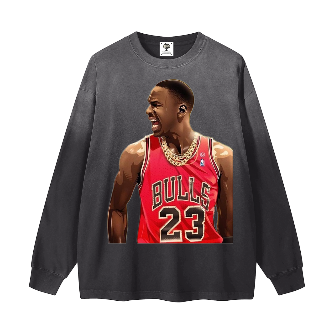 "Straight Gangster" Gradient Washed Long Sleeve T-Shirt