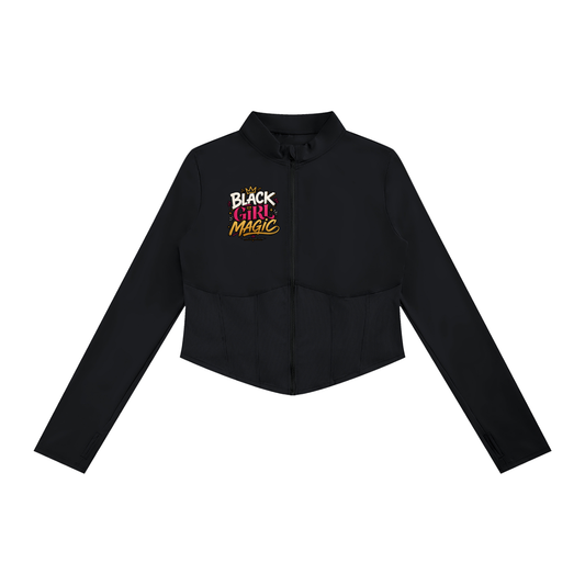 "Black Girl Magic" Women's Slim Fit Full-Zip Yoga Jacket