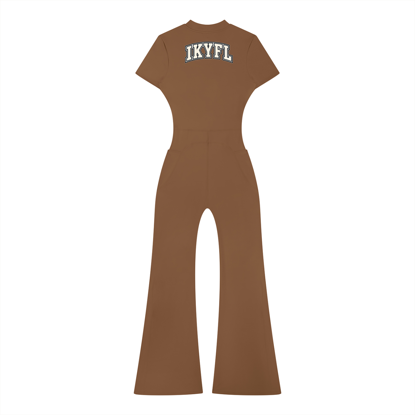 "Brooklyn Republic Essentials" Women’s Tight Flared Leg Quarter-Zip Jumpsuit