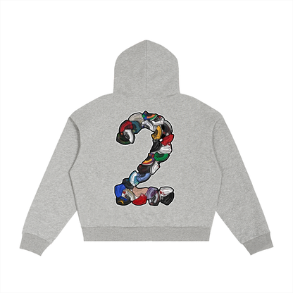 "AJ 2" Contrast Plaid Boxy Zip Hoodie
