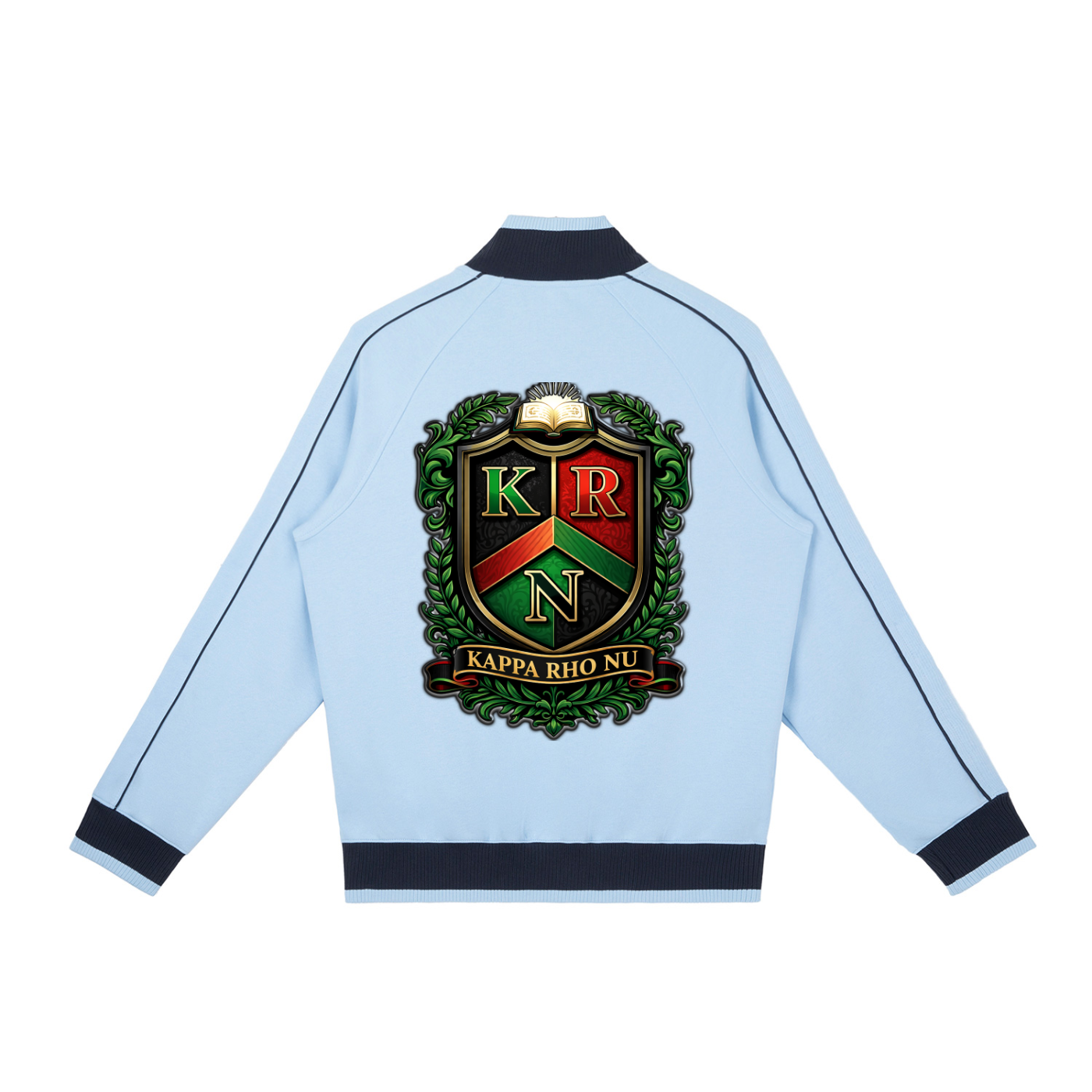 “Kappa Rho Nu” Color Block Raglan Sleeve Zip Track Jacket