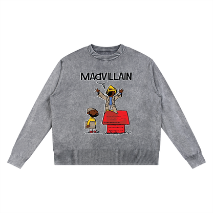 "Madvillain" Mineral Wash Oversized Sweater