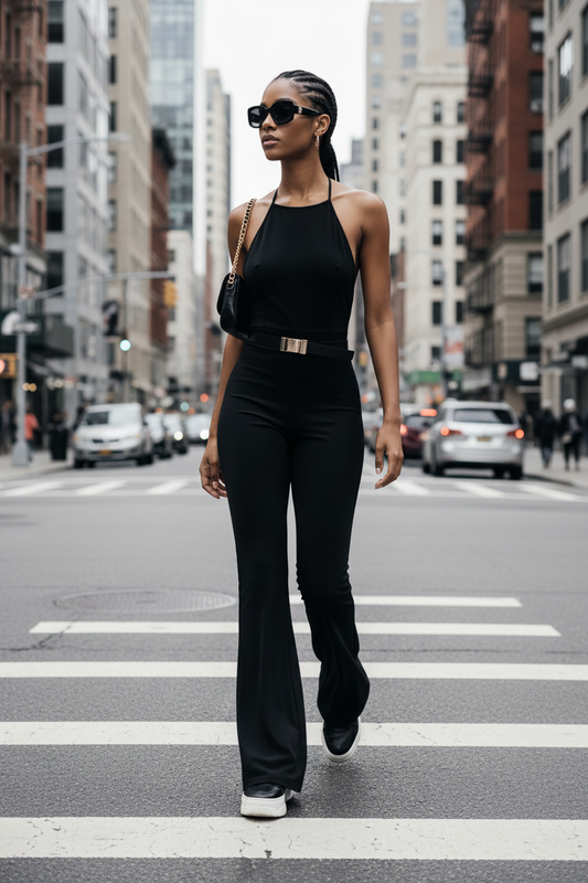 Brooklyn Republic essentials™ Women's Halter Flared Jumpsuit