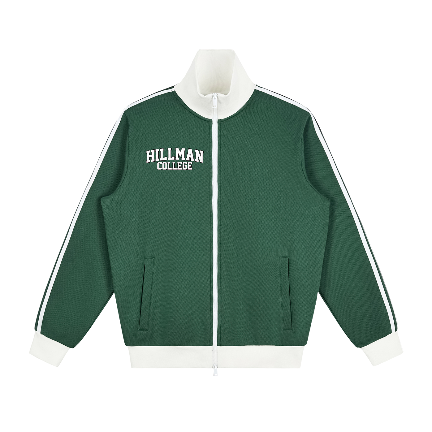 "Hillman College" Contrast Side Stripe Fleece Track Jacket