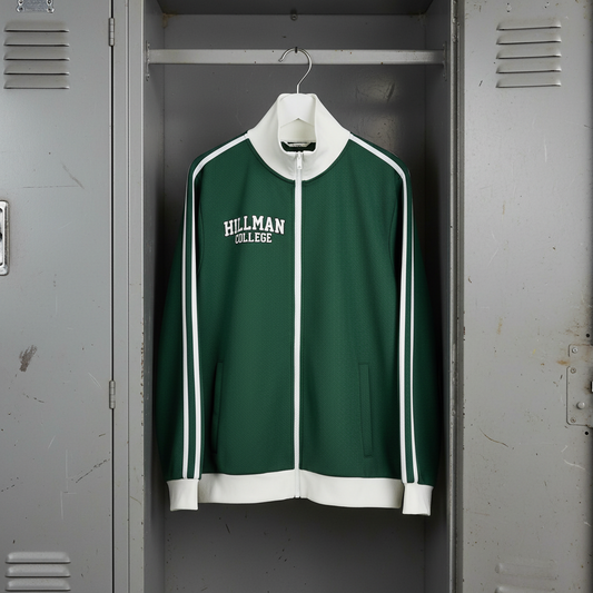"Hillman College" Contrast Side Stripe Fleece Track Jacket